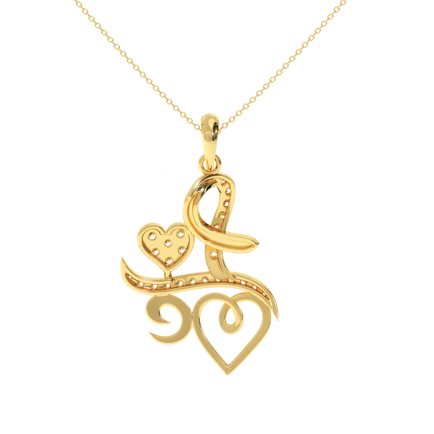 Buy Golden Love Script Diamond Pendant 0.24Ct| Solitairekart